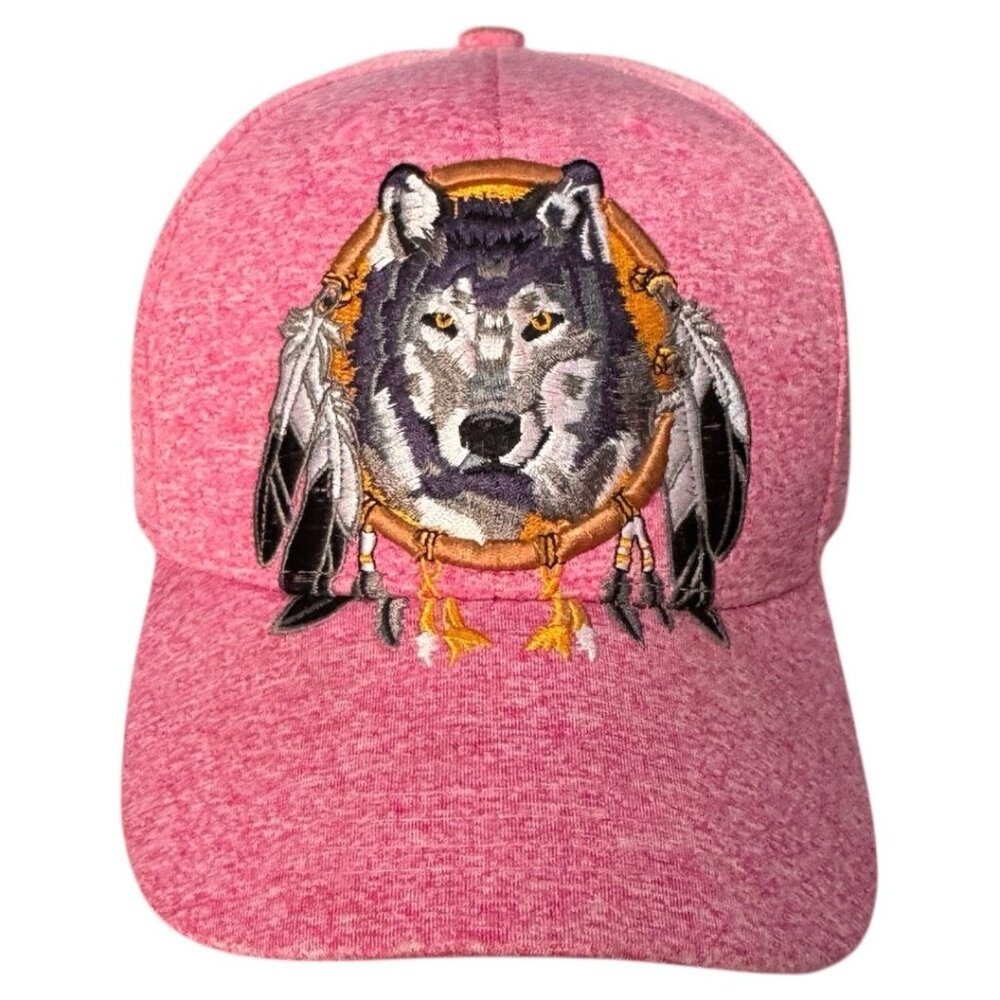 Wolf & Feathers Native Pride Baseball Caps Embroidered - Pink Color adjustable